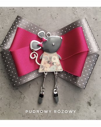 Brosza  z Myszką w stylu Pop Art, Pudrowy Różowy