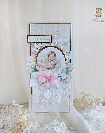Kartka na chrzest święty, pamiątka chrztu "SweetheartBaby 1" GOTOWA, Lulaczkowo