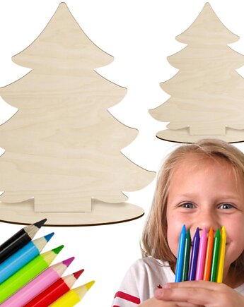 Drewniana Choinka Figurka Świąteczna Ozdoba Bożonarodzeniowa DIY 10 SZTUK, smxdsgn