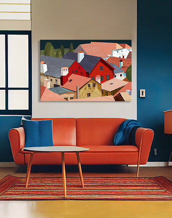 OBRAZ NA PŁÓTNIE -  Między Dachami 120x80cm, NOWdeco