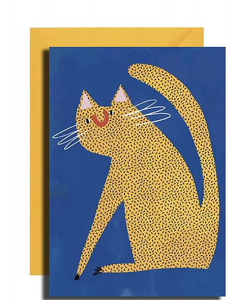 Kartka okolicznościowa żółty kot + koperta, OKAZJE - Prezent na Dzień Kobiet