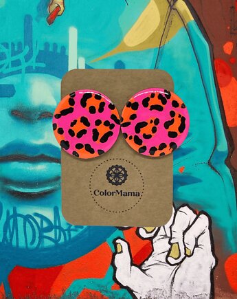 Neon Pink Leopards duże wyraziste kolczyki panterka, Colormama