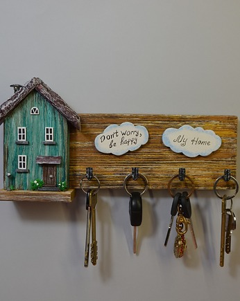 Rustykalny wieszak na klucze z drewna , Creative Craft Family R