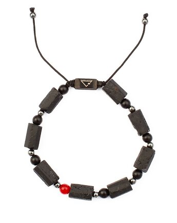 Męska bransoletka z czarnymi bryłami turmalinu, Kulka Bransoletki