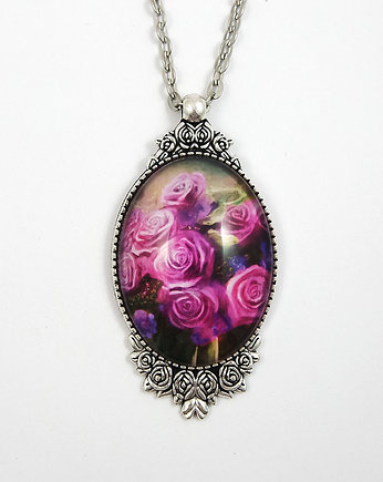 Medalion - Różowe róże - owalny, yenoo