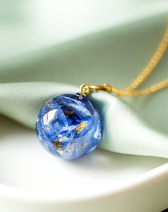 Wisiorek z płatkami bławatka, nature gift