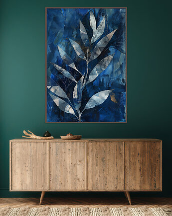 Abstrakcyjne liście - Plakat, druk - Chiński Orient, Harmonia Zen #73, Black Sapphire Art