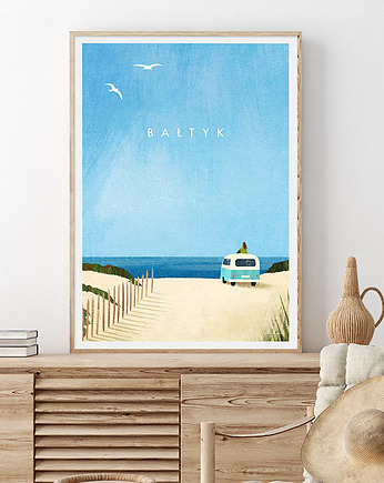 Bałtyk - kamper nad morzem - plakat fine art, minimalmill
