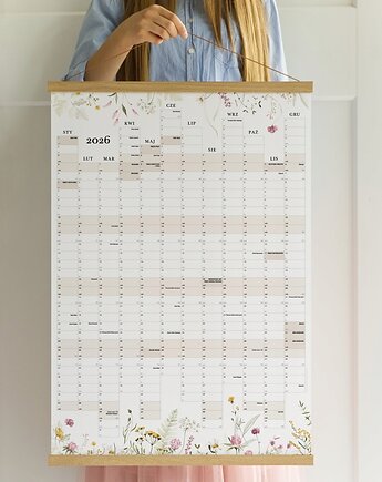 Planer ścienny 2026 - Kalendarz Polskie Święta, Niedziele Handlowe 70x100, Follygraph