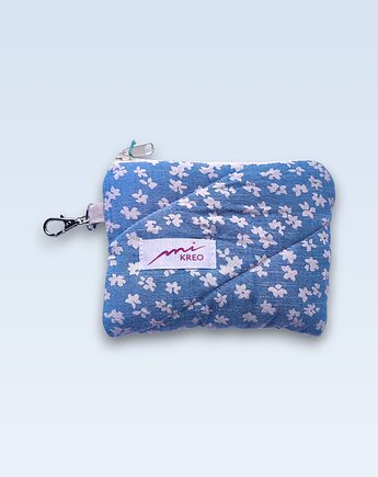 Pikowany błękitny portfelik, etui na karty, mi.KREO