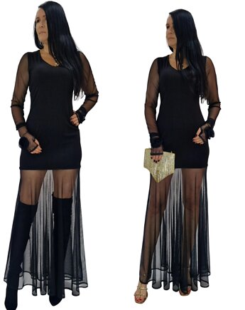Sukienka  maxi transparentna wieczorowa r 34-46, MC Fashion