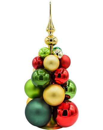 Szklana choinka z bombek czerwonych, zielonych i złotych, Syn Bombkarza