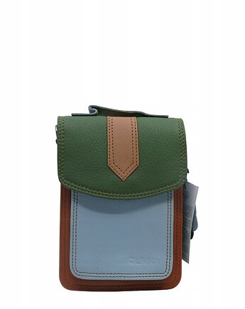 Torebka na telefon skórzana damska listonoszka z rączka i szlufką na pasek, Olivka Warsaw