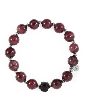 Bransoletka z bordowych kamieni szczęścia - Wersja Srebrna, Kulka Bransoletki