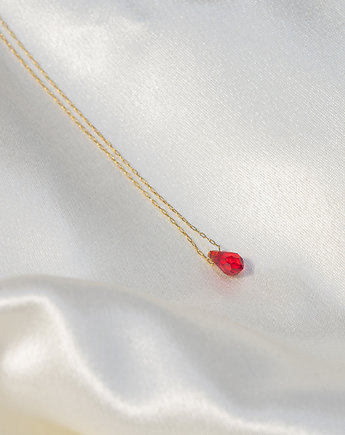 Naszyjnik delikatny łańcuszek z czerwonym kryształem Swarovskiego Tear Drop, Fox and Jewelry