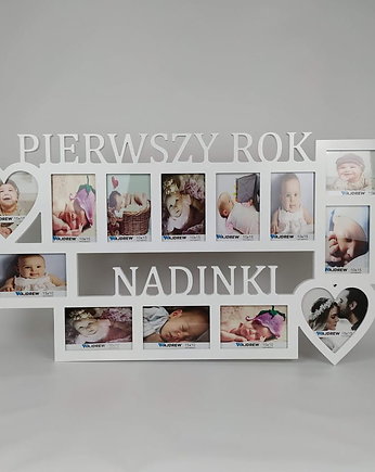 Multirama ramka na zdjęcia Pierwszy roczek imię 13 zdjęć serca, Wajdrew