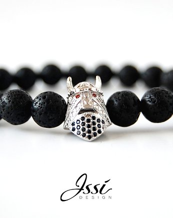 Bransoletka męska SILVER SAMURAI - lawa wulkaniczna, ISSI Jewelry