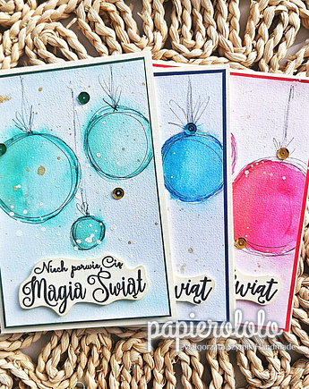 Zestaw kartek malowanych akwarelowych, papierololo