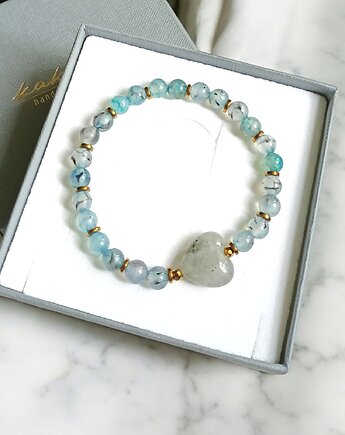 Serce z labradorytu i agat smoczy, kaktusia