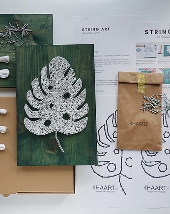BOX DIY String art MONSTERA kreatywny zestaw zrób to sam, HAART