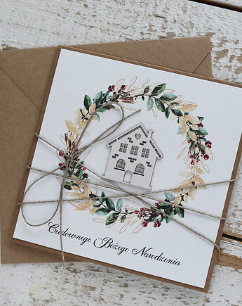 Kartka świąteczna ręcznie robiona na Boże Narodzenie Wesołych Świąt, sorte