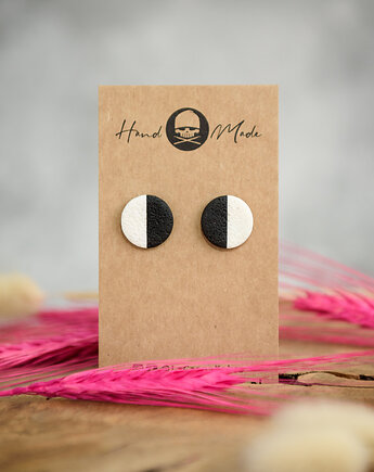 Kolczyki Dots M - biało-czarne, LaCzapaKabra.biju