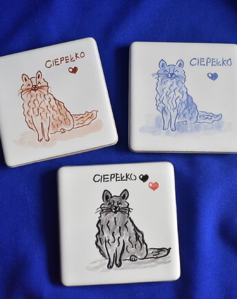 Podkładki pod kubki kafelki koty "Ciepełko", Kobaltowa Sroka
