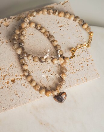 Naszyjnik z jasnych kamieni agat z serduszkiem, Maybe Jwlr