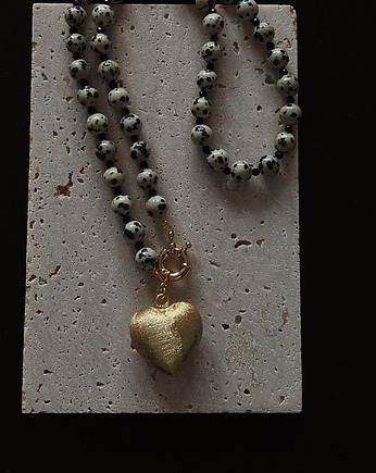 Naszyjnik Jaspis Dalmatyńslki  i Onyks Serce, Chmolowska Jewellery