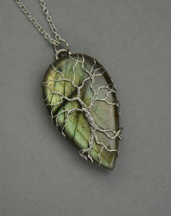 Wisiorek drzewo życia  labradoryt wire wrapping, Agata Rozanska