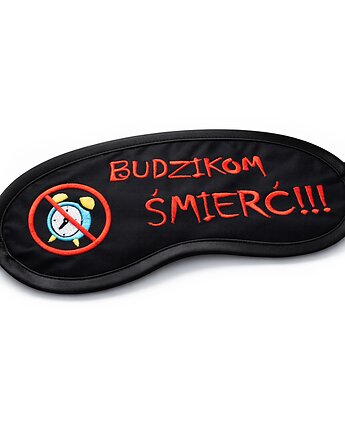 OPASKA Czarna bawełniana haftowana Budzikom śmierć PREZENT, Wyszywane