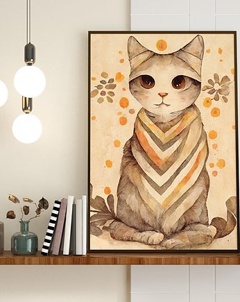 Plakat Pastelowy Kot, Abstraktoria