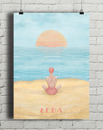 Łeba - wydmy i morze - plakat fine art, minimalmill