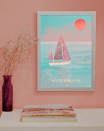 Morze Bałtyckie - plakat z żaglówką, minimalmill