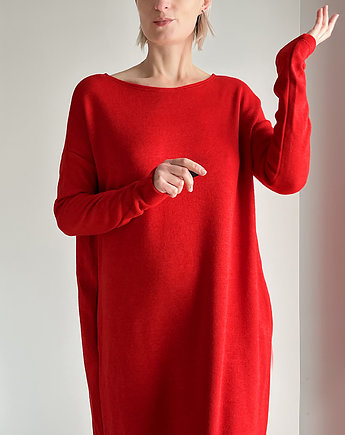 Długa sukienka swetrowa Czerwona, ONE MUG A DAY