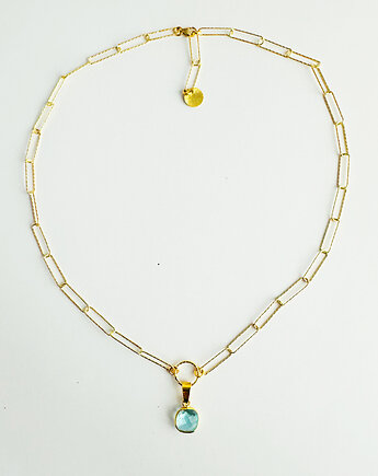 Naszyjnik BŁĘKITNY OGIEŃ  z topazem, na szerokim łańcuszku, Anemon Atelier