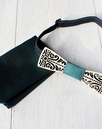 Zestaw z drewnianą muszką MINI FOLK zielony, EkoCraft