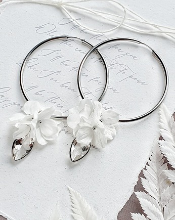Kolczyki srebrne koła ślubne z kwiatami SILKY - koła 6cm, PiLLow Design