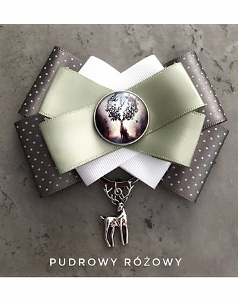 Świąteczna Brosza z kaboszonem i wiszącym reniferem NEW, Pudrowy Różowy