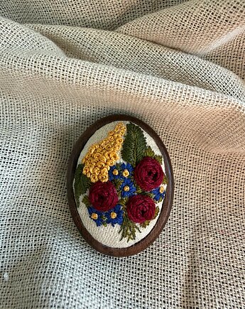Ręcznie haftowana broszka "Bukiet kwiatów", ReinerArt