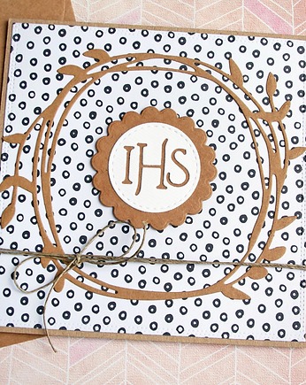 Kartka komunijna : biało-czarne kółka II, kaktusia