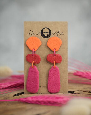 Kolczyki Tamara - różowo-pomarańczowe, LaCzapaKabra.biju