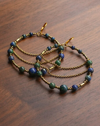 Duże kolczyki koła z chryzokolą i azurytem, AT NOON