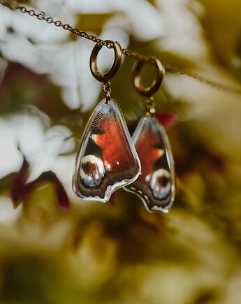 Kolczyki motyle rusałka pawik, kwiaty biżuteria