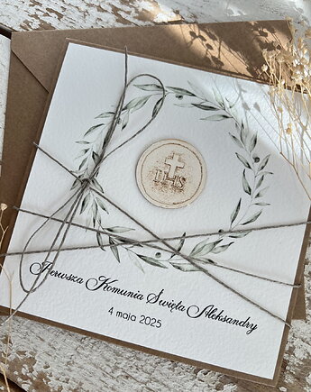 Najpiękniejsze oryginalne rustykalne zaproszenia na komunię - komunijne ręczn, sorte