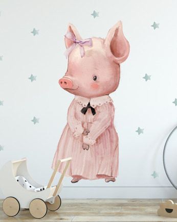 Piggi świnka naklejka na ścianę dla dzieci, Dekoracjan