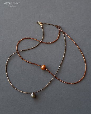 Boho minimalistycznie. Dwa naszyjnik z cudną prawdziwą perłą 3w1 PREZENT lux, Galeria Limart