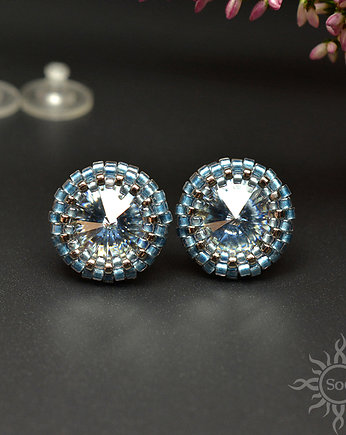 Blue Shade II, kolczyki z kryształami Swarovskiego, beading, Sol