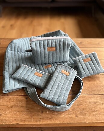 Zestaw prezentowy z lnu - niebieski, gucialoveskids