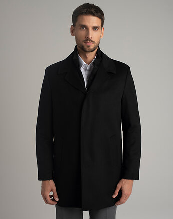 Wełniany płaszcz serre czarny, BORGIO